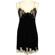 Soma Intimates Womens Black Lace Trim Babydoll Slip Dress M Lingerie Fairy Y2K