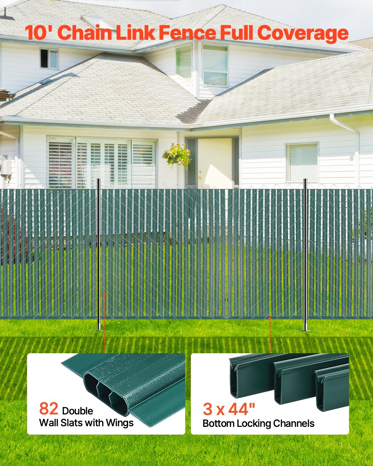 Bottom Locking Privacy Slats,Double-Wall Vertical Bottom-Locking Slats with W