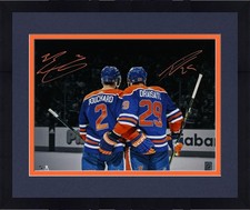 Framed Leon Draisaitl and Evan Bouchard Oilers Signed 16x20 Celebration Photo