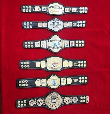 Mini Championship Kids 6 Belts 3mm Zinc Plates Real Leather 16 Inche Long Straps