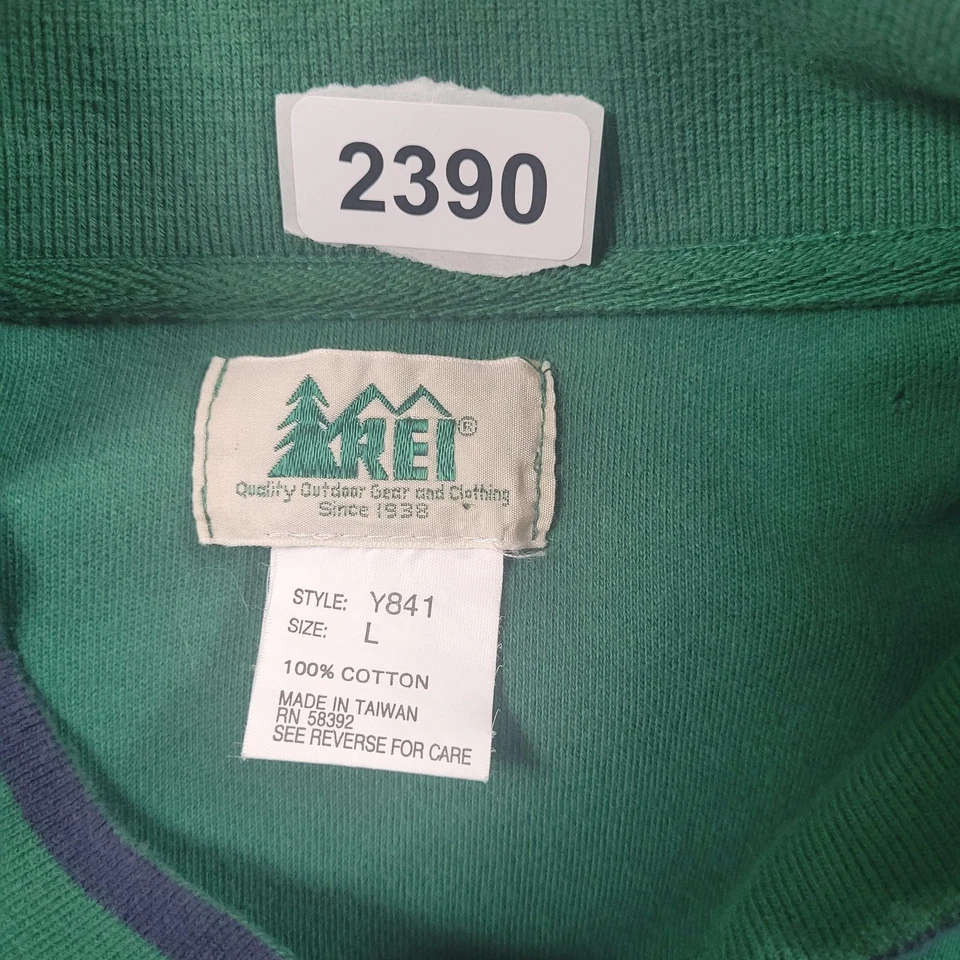 Vintage REI Sweatshirt Mens Large Green Button Henley Mock Neck Pockets 90s - Image 4 of 4
