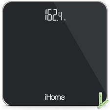iHome Digital Battery Powered Bathroom Scale 397 lbs FSA and HSA Eligible, Black