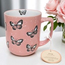 Global Design Pink Butterflies Mug 16 OZ NWT ...