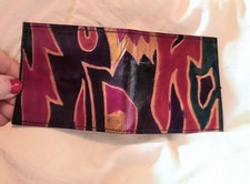 Vintage Hand Tooled Leather Aztec Tribal Bifold Wallet