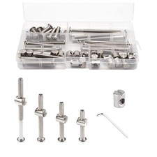 Crib Screws Hardware Replacement Kit- Baby Bed Frame 50pcs Silver, Silver