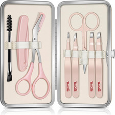 Tweezers for Women Facial Hair, 8 in 1 Eyebrow Kit with Tweezers, Eyebrow Trimme