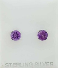 GENUINE 1.34 Cts AMETHYST STUD EARRINGS .925 Sterling Silver - MADE IN USA