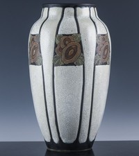 WONDERFUL LARGE ART DECO BOCH FRERES CHARLES CATTEAU GRES KERAMIS POTTERY VASE