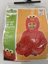 NIP Sesame Street Red Elmo Two-Piece Halloween Costume Hood Hand Covers 12-24 M
