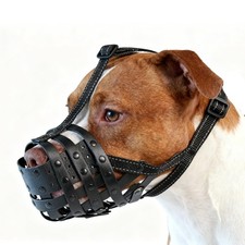 PVC Woven Basket Dog Muzzle Medium Large Pitbull Amstaff Rottweiler Safe