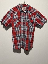 Levi's Men's Short Sleeve Pearl-Snap Plaid Button Down Shirt, Size XL