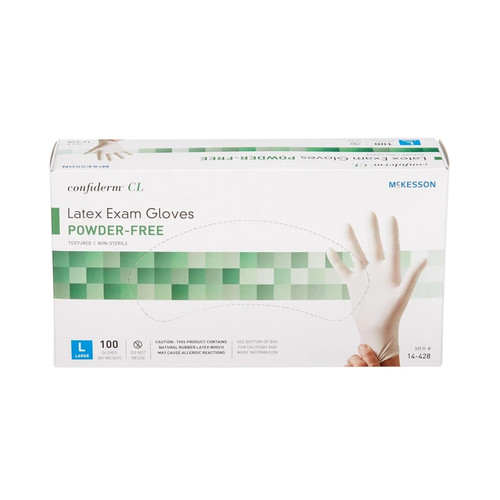 McKesson Confiderm Latex Exam Glove Standard Cuff Length LARGE 100 per Box - Picture 2 of 9