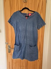 Joules Sissy Blue Chambray Denim Shift Dress UK 10 Cotton