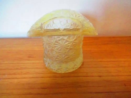 Vintage Fenton Daisy & Button Clear Glass Top Hat Toothpick holder