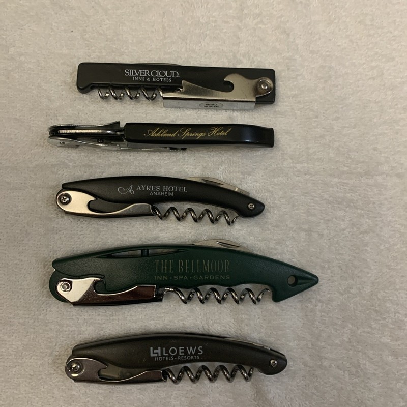 Lot of 5 Wine Corkscrews Wine Bottle Opener Hotels Bar