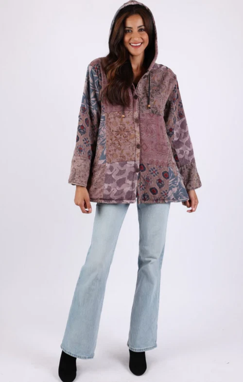 Nwt SACRED THREADS hippy boho patch pocket rayon JACKET COAT TOP L Free shipping - Image 3 of 4