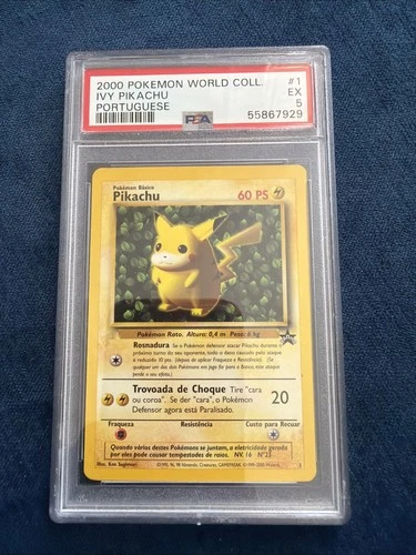 PSA 5 Ivy Pikachu 1 Portuguese Pikachu World Collection Pokemon