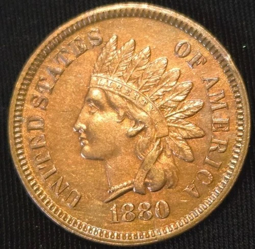 1880 Indian Head Cent - Uncirculated RED - SHARP Coin! FREE SHIPPING