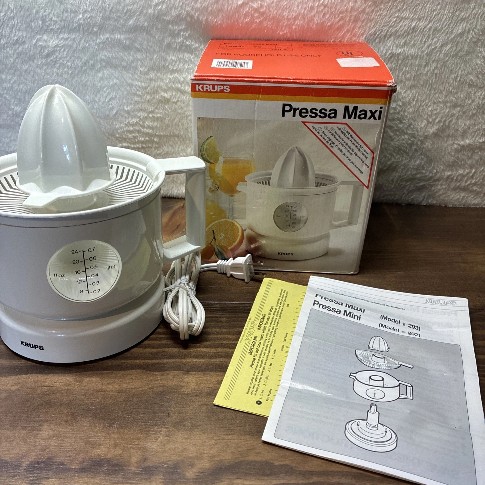 KRUPS Pressa Maxi Citrus 24 oz Household Counter Top Juicer Model 293