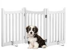 Barrière Pour Chiens Pliable 593211 Blanche 3 Pièces En Bois - A