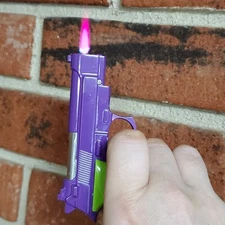 Pistol Shaped Gun Lighter FIRE. JOKER Green Purple, Mini Berta USA SHIP New