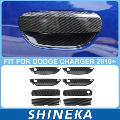 Carbon Fiber Exterior Door Handle Bowl Covers Trims Set for Dodge Charger 2010+