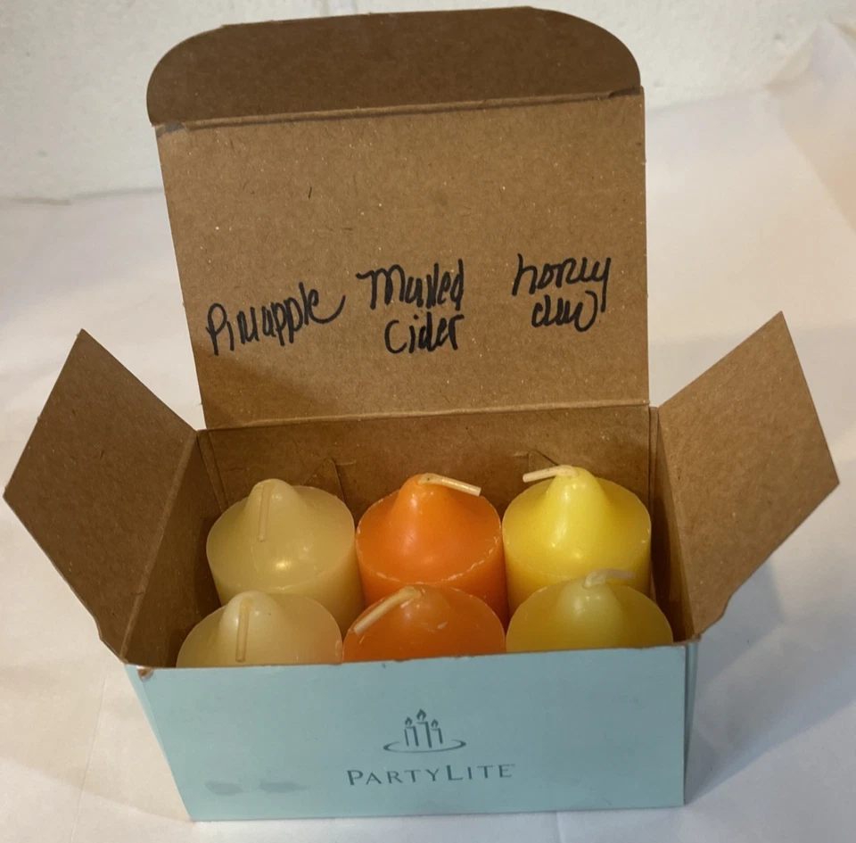 Lote de 6 velas votivas Partylite surtidas piña sidra manchada miel rocío Foto 2 de 4