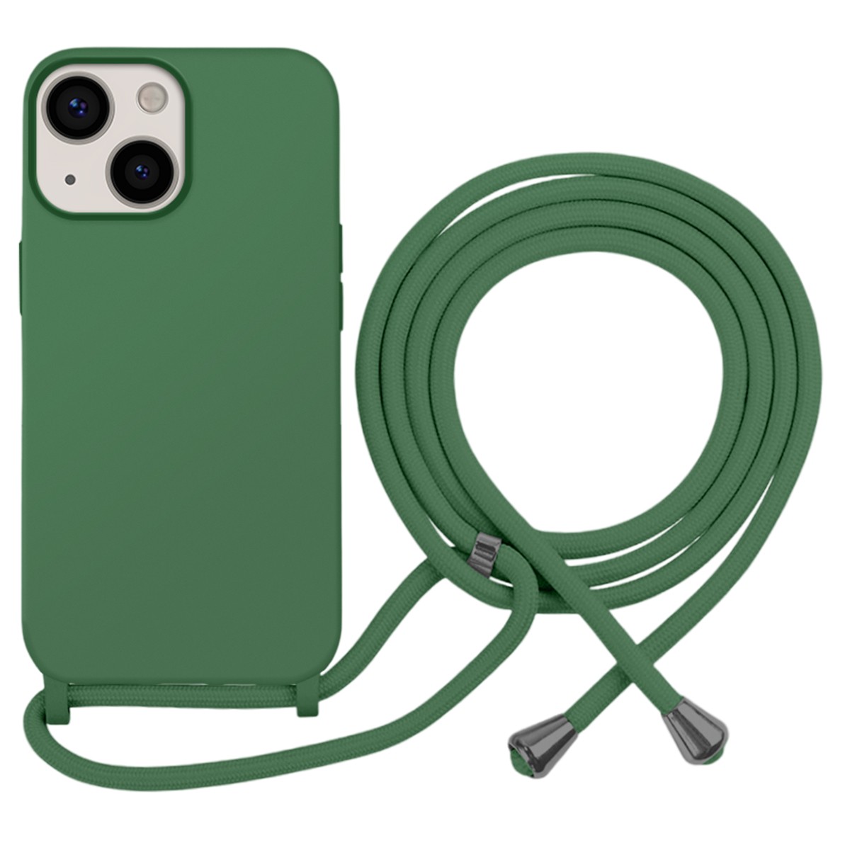 Coque iPhone 13 cordon chaîne transport Moxie TPU souple kaki