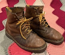 Vintage 90 s Dr. Marten Boots Brown Leather Mens 10 Made In England Distressed