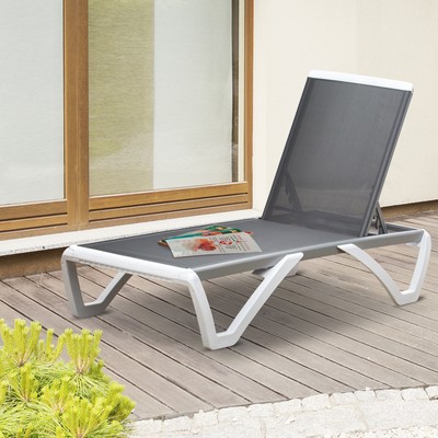 Outsunny Gartenliege Alu Sonnenliege Relaxliege 5-fach verstellbar Texteline