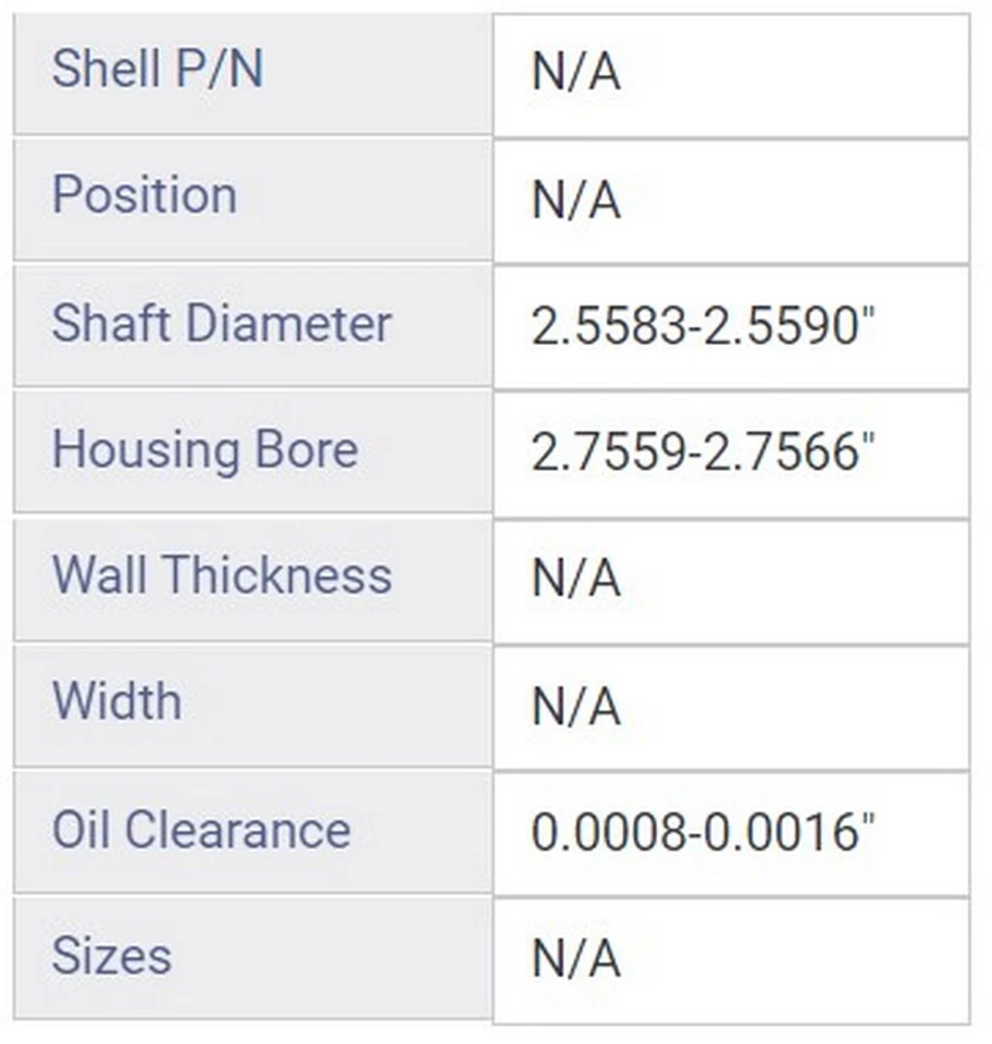 ENGINETECH MAIN BRNG SUZ 2.5L 2.7L TALLA STD Foto 2 de 4