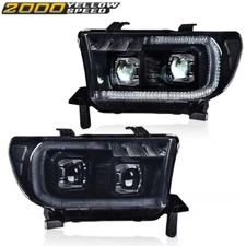 Smoked/Black LED Tube Projector Headlight Fit For 2007-2013 Tundra 08-17 Sequoia