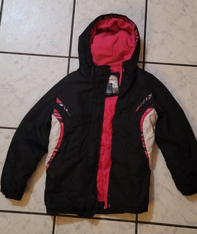Jacket Mountain Xpedition Girls Black Pink Long Sleeve Coat Medium 7-8
