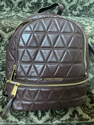 MICHAEL KORS Rhea MD Quilted Leather Backpack Barolo Brown