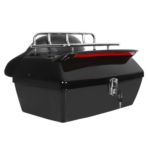 Motorcycle Luggage Trunk Tail Luggage Case Box W/ Light Top Rack Backrest - Picture 7 of 10