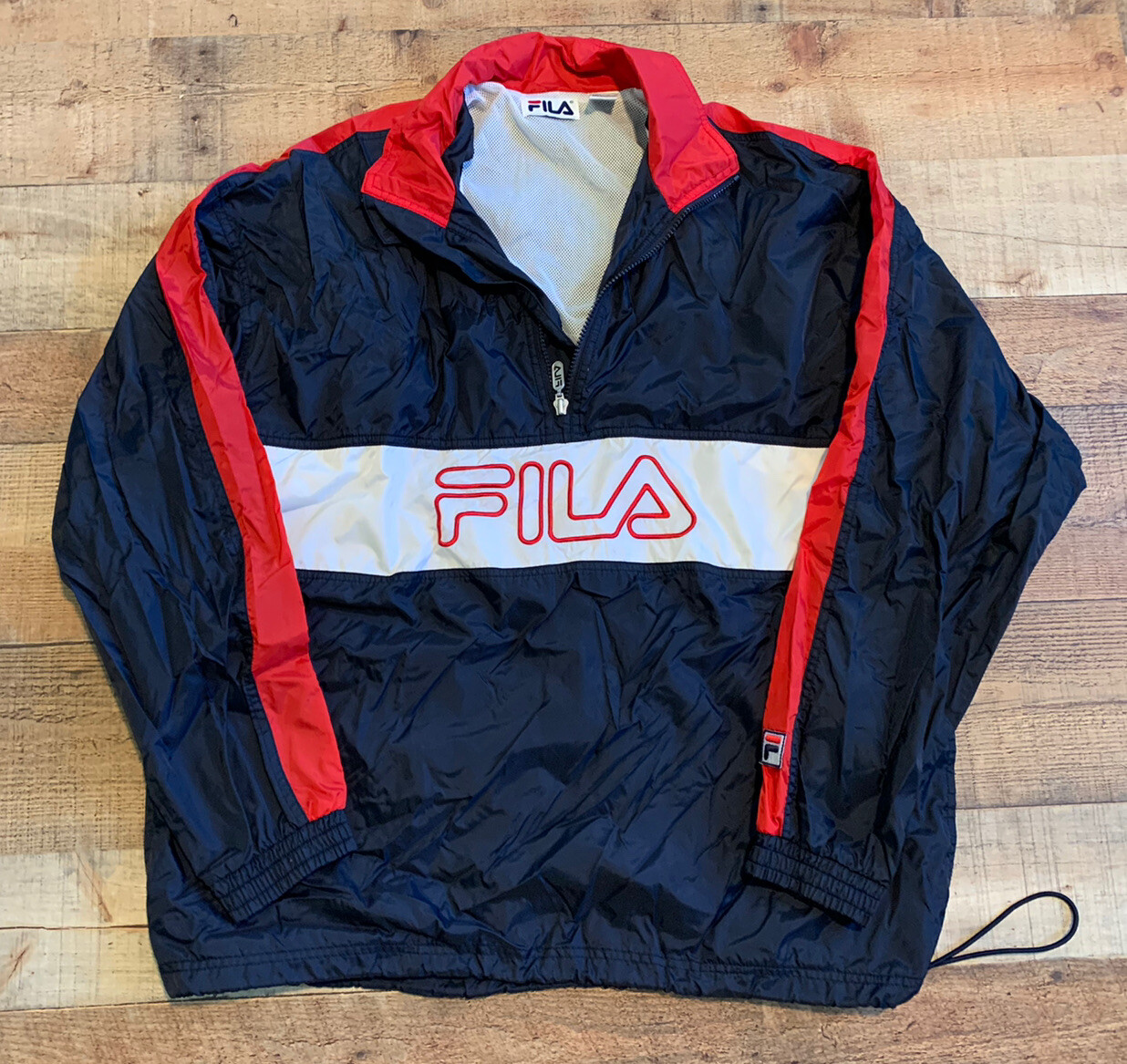 Fila Pullover Giacca a Vento Uomo L Grande Collo Navy Vintage Us intime Ottimeioni