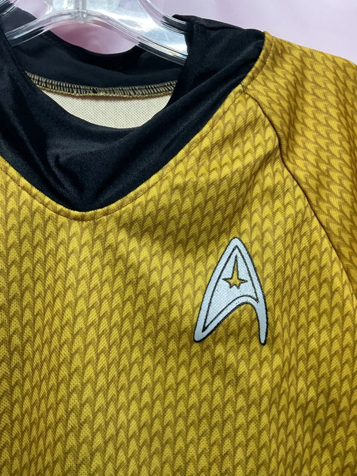 Disfraz de Capitán Kirk de la película Star Trek mediano para niño 2 piezas camisa y pantalones dorados Foto 4 de 4