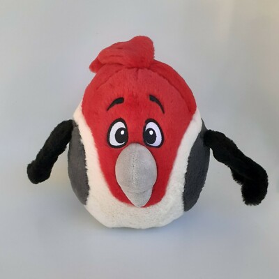 Angry Bird Rio Pedro Plush 8'' Sound Black White Red Bird Stuffed Animal Toy