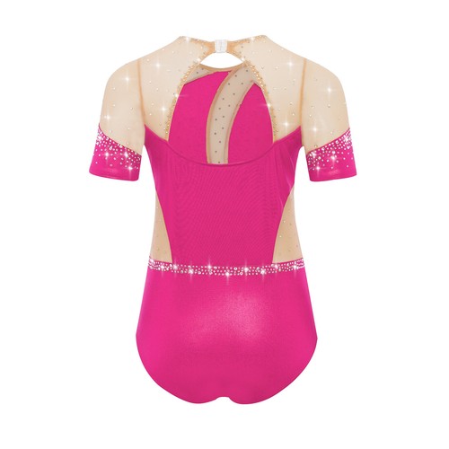 Kinder Mädchen Tanzkleidung Sportliche Bodysuit Rhythmisch Leotard Sheer Mesh - Bild 60 von 75