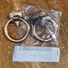 2 Vintage Amerock Colonial Antique Hammered Copper Heart Pull Handle T-409 NOS