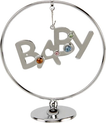 Crystocraft Baby Ornament mit Kristallen - Babygeschenk Taufgeschenk