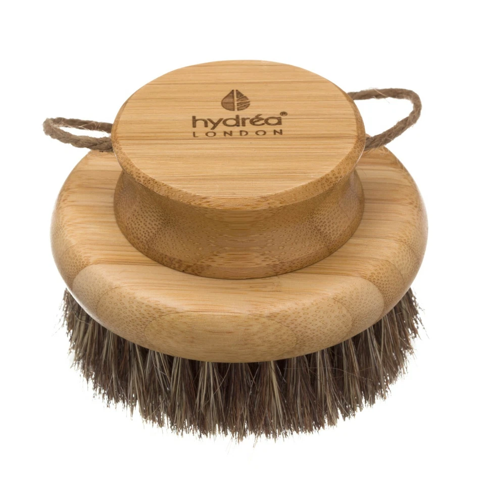 HYDRÉA LONDON Bamboo Dry Body Brush - With Mane/Cactus Bristle for Exfoliation & Detox