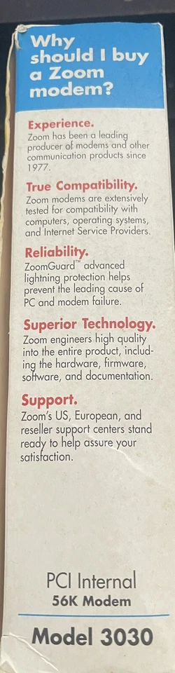 ZOOM 3030 56K  Modem  V.92/V.90 PCI INTERNAL Dialup Modem - Image 4 of 4