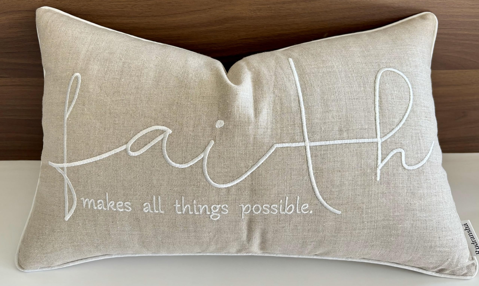 Faith Sentiment Embroidered Decorative Lumbar Accent Throw Pillow Cover - Dec...