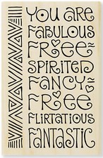 Free Spirited Text LAUREL BURCH Wood Mounted Stamp STAMPENDOUS New LBM004