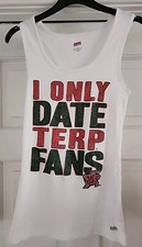 University Of Maryland white w/glitter "I Only Date Terp Fans" Tank Top Size L