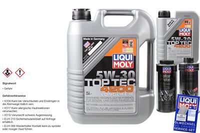 6 Liter LIQUI MOLY Motoröl Set Top Tec 4200 5W-30 MotorProtect Motor Clean