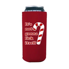 It's Not Gonna Lick Itself Candy Cane 16 oz. Neoprene Can Coolie; Christmas