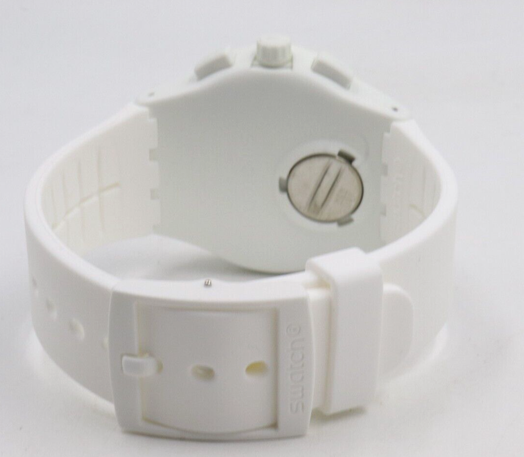 Swatch Chrono Twice Again White Silicone Date Watch 40mm