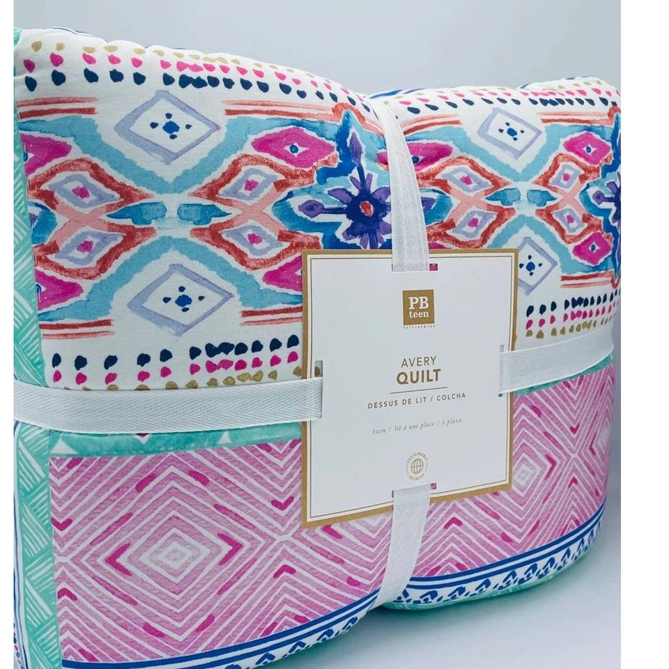 Juego de edredón doble Pottery Barn Teen PBteen Avery Paisley con 2 fundas Foto 3 de 4